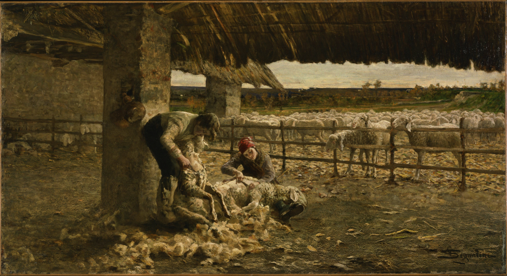 ジョヴァンニ・セガンティーニ《羊の毛刈り》　1883-84年　 油彩、カンヴァス　国立西洋美術館（旧松方コレクション）