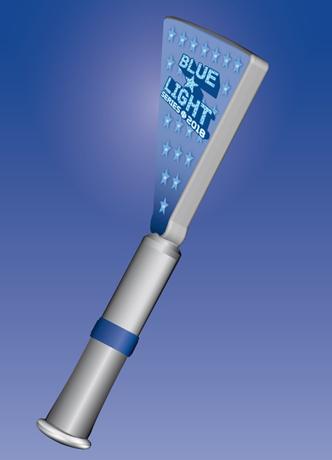 ハマスタを照らすY型照明塔そのもののデザインをしたペンライト (c)YDB