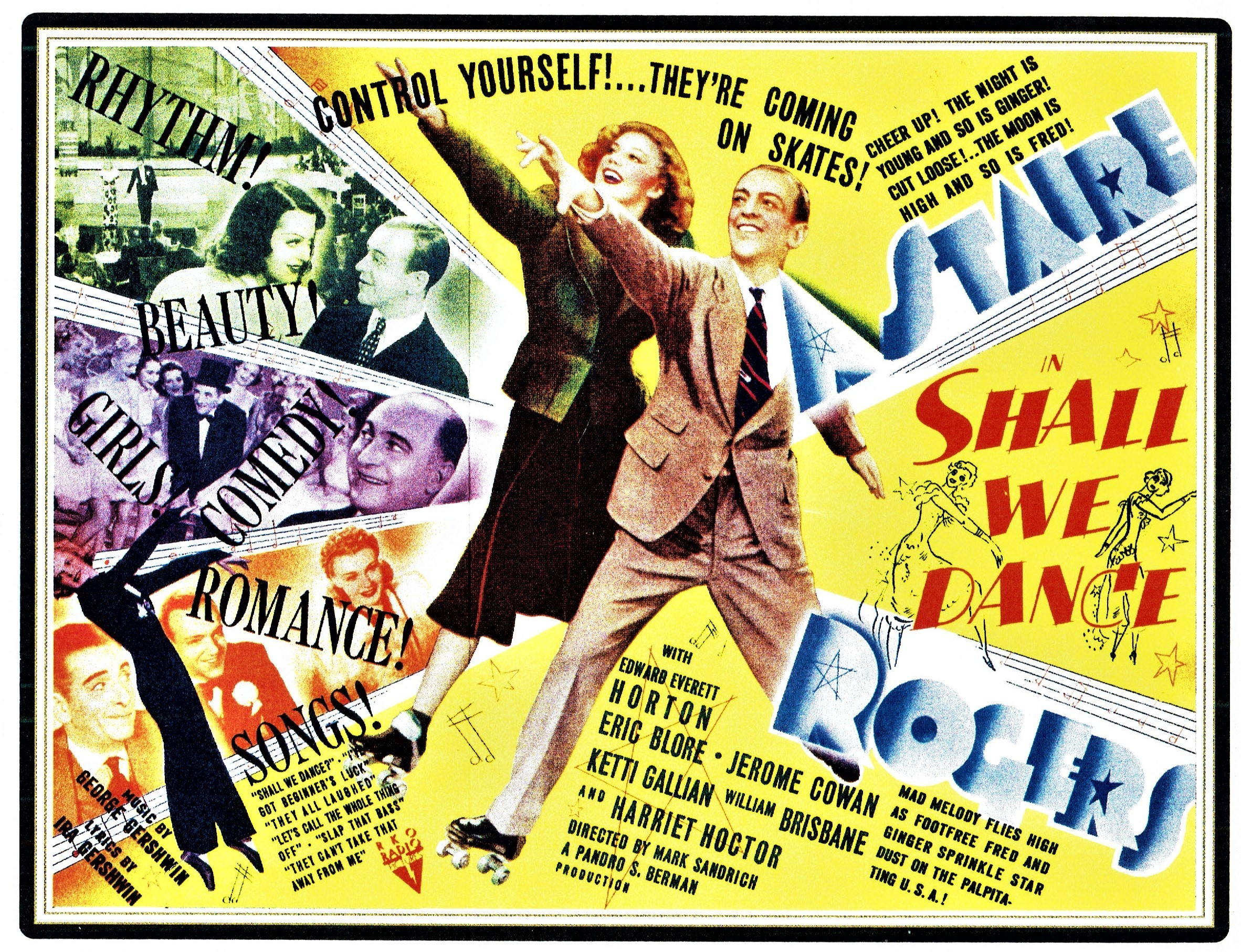 ガーシュウィン兄弟が楽曲を提供したミュージカル映画「踊らん哉」（1937年）、アメリカ公開時のポスター。フレッド・アステア＆ジンジャー・ロジャーズ主演　