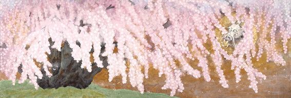 展示作品一例 「繁栄の桜」日本画 南 正文(大阪府／口で描いた絵)