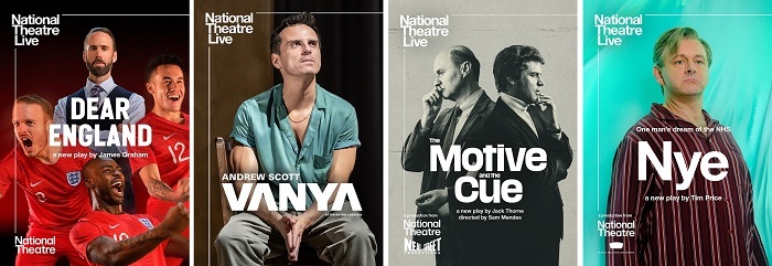 （左から）NTLive2024『ディア・イングランド』、 NTLive2024『ワーニャ』、NTLive2024『The Motive and the Cue』、NTLive2024『NYE』