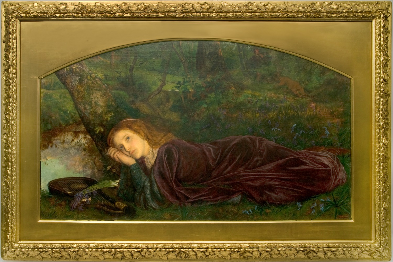 アーサー・ヒューズ《リュートのひび（不和の兆し）》1861－62年、油彩／カンヴァス、52×92 cm、 タリー・ハウス美術館  (C) Tullie House Museum and Art Gallery,Carlisle,UK
