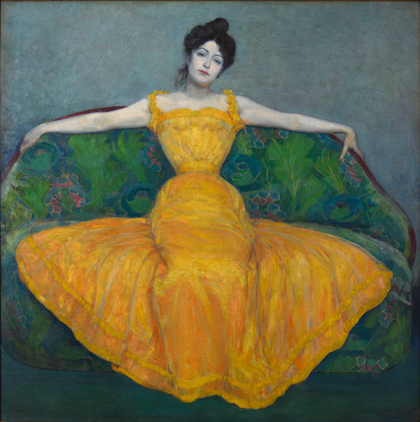 マクシミリアン・クルツヴァイル《黄色いドレスの女性(画家の妻)》1899 年 油彩/合板 171.5 x 171.5 cm ウィーン・ミュージアム蔵 (C)Wien Museum / Foto Peter Kainz
