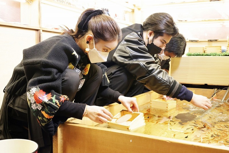 商店街で金魚すくいに挑戦。結果は⁉