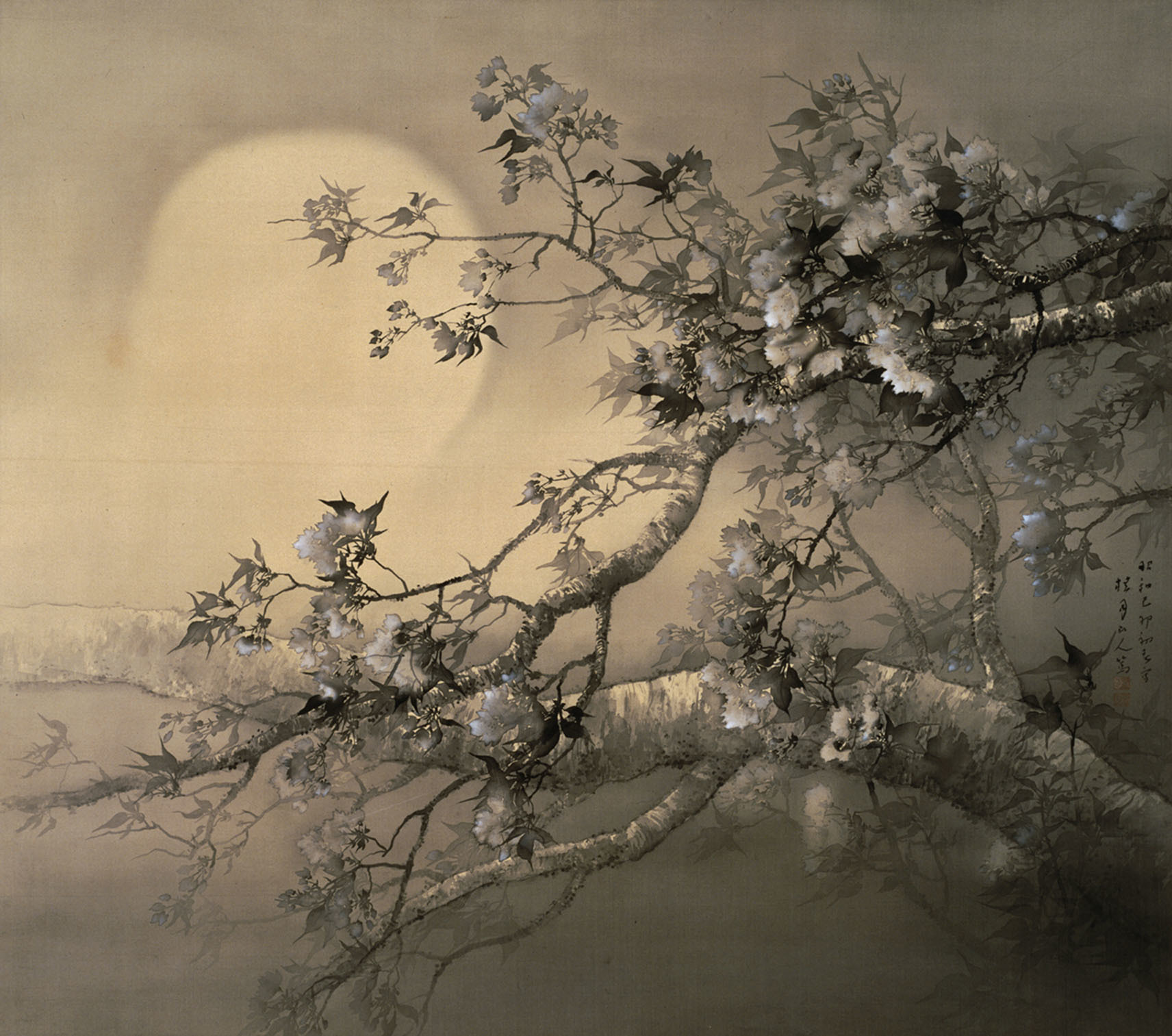 松林桂月《春宵花影図》1939年