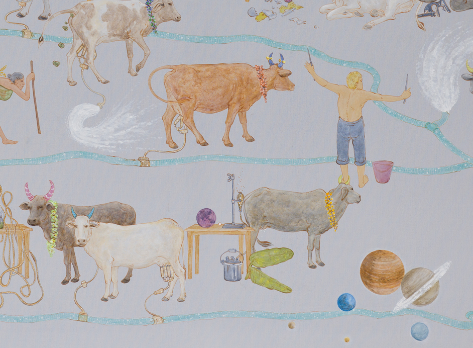 N・S・ハルシャ 《この世でモー》（部分） 2014年 アクリル、キャンバス 190 x 150 cm 所蔵：有沢敬太