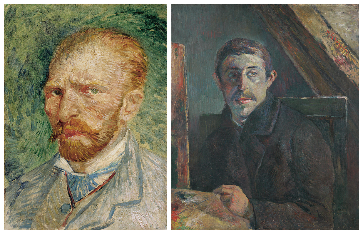 （左）《自画像》フィンセント・ファン・ゴッホ/クレラー=ミュラー美術館　（右）《自画像》ポール・ゴーギャン/キンベル美術館