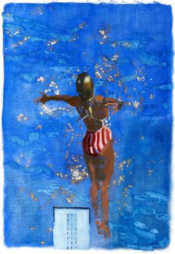 《Olympic Diver》油彩　キャンバス　50×35cm