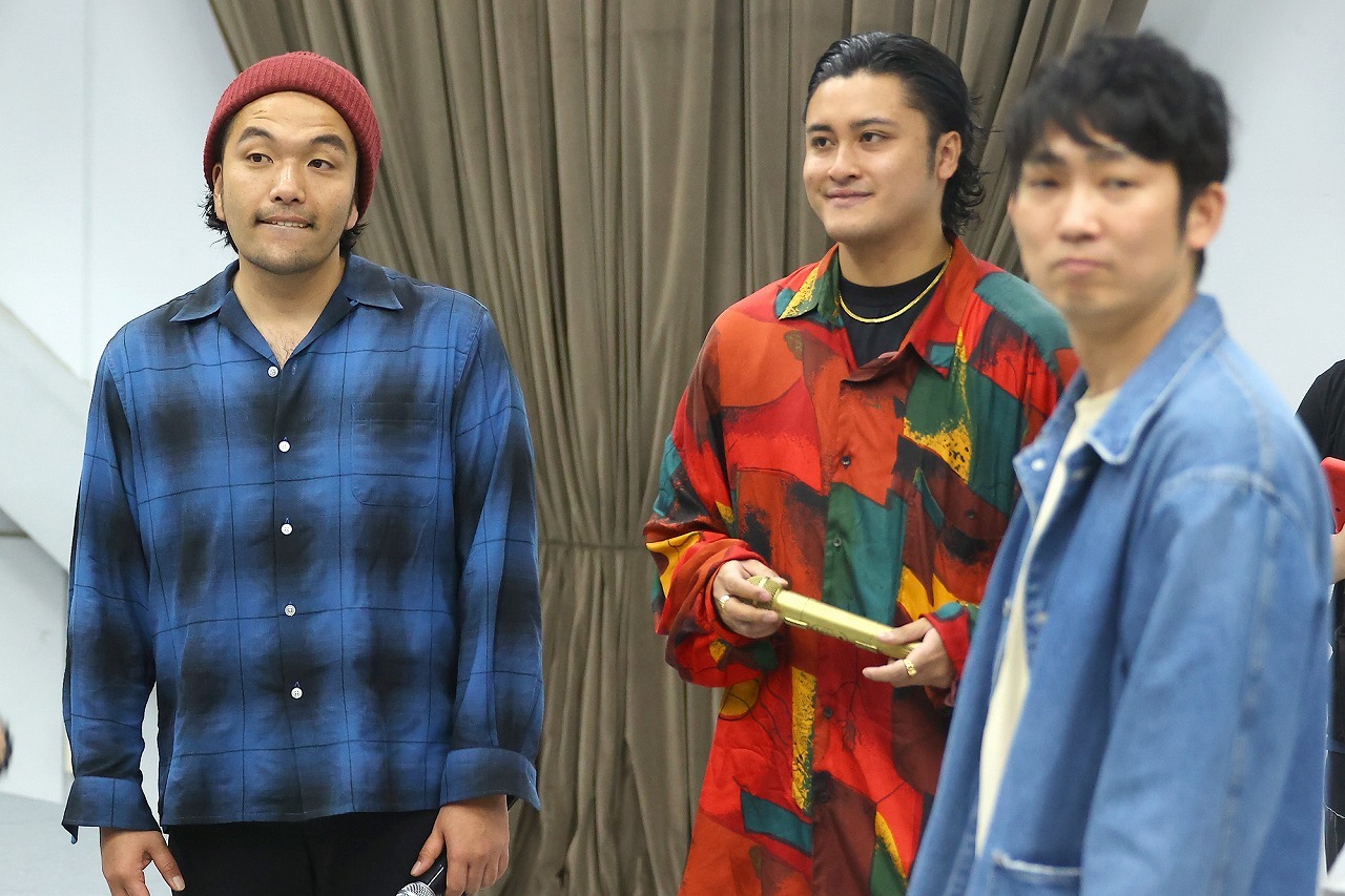 （左から）King Boy、盛山晋太郎、石田 明
