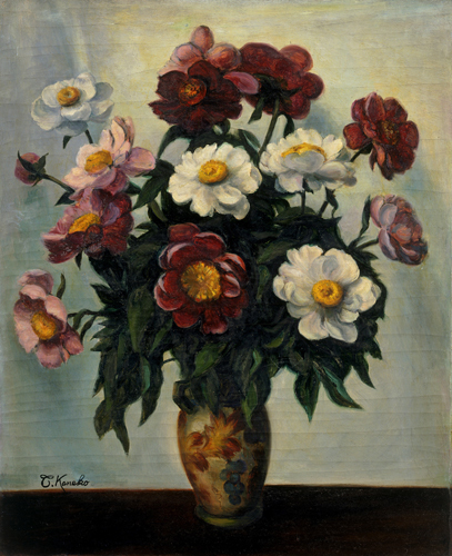 金子保《芍薬の花》1919年 油彩・キャンバス