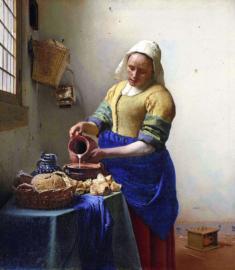 《牛乳を注ぐ女》ヨハネス・フェルメール作　 1657年 - 1658年頃　アムステルダム国立美術館　出典=ウィキメディア・コモンズ (Wikimedia Commons)