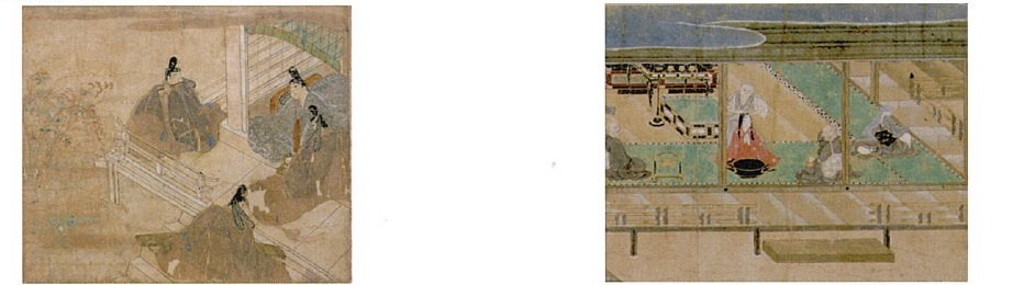 徳川美術館：左・重要文化財「葉月物語絵巻」　右・重要文化財「掃墨物語絵巻」