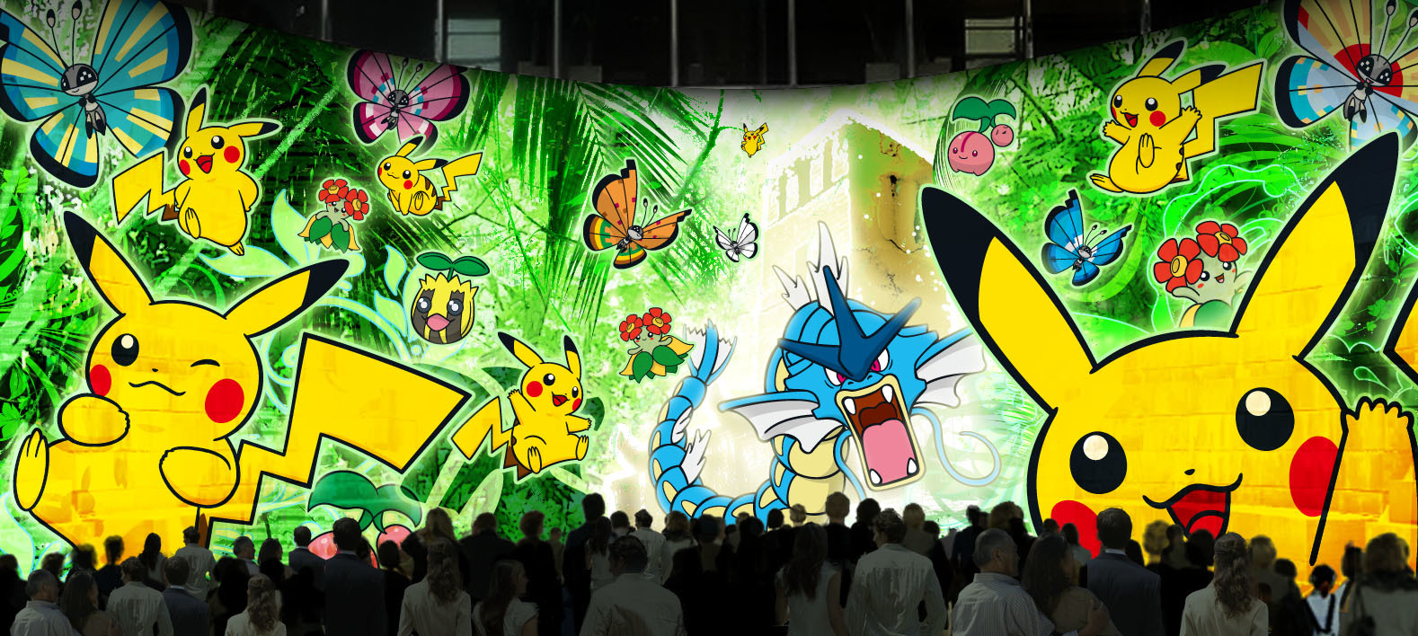 ドックヤード・プロジェクションマッピング『「ピカチュウと踊る探検家」～ジャングル遺跡の謎～』イメージ ©2015 Pokémon. ©1995-2015 Nintendo/Creatures Inc. /GAME FREAK inc. ポケットモンスター・ポケモン・Pokémonは任天堂・クリーチャーズ・ゲームフリークの登録商標です。