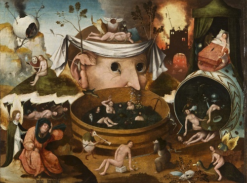 ​ヒエロニムス・ボス工房 《トゥヌグダルスの幻視》 1490-1500年頃 油彩、板 ラサロ・ガルディアーノ財団 © Fundación Lázaro Galdiano