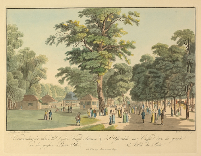 1793年頃のプラーターの並木道とカフェの建物　1793年頃　ヤンシュカ画