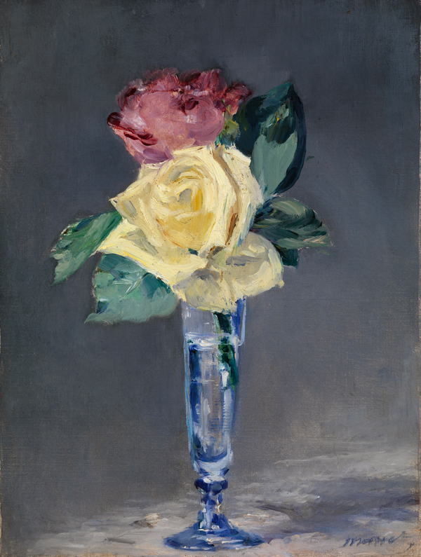 エドゥアール・マネ 《シャンパングラスのバラ》 1882年、油彩・カンヴァス (C) CSG CIC Glasgow Museums Collection