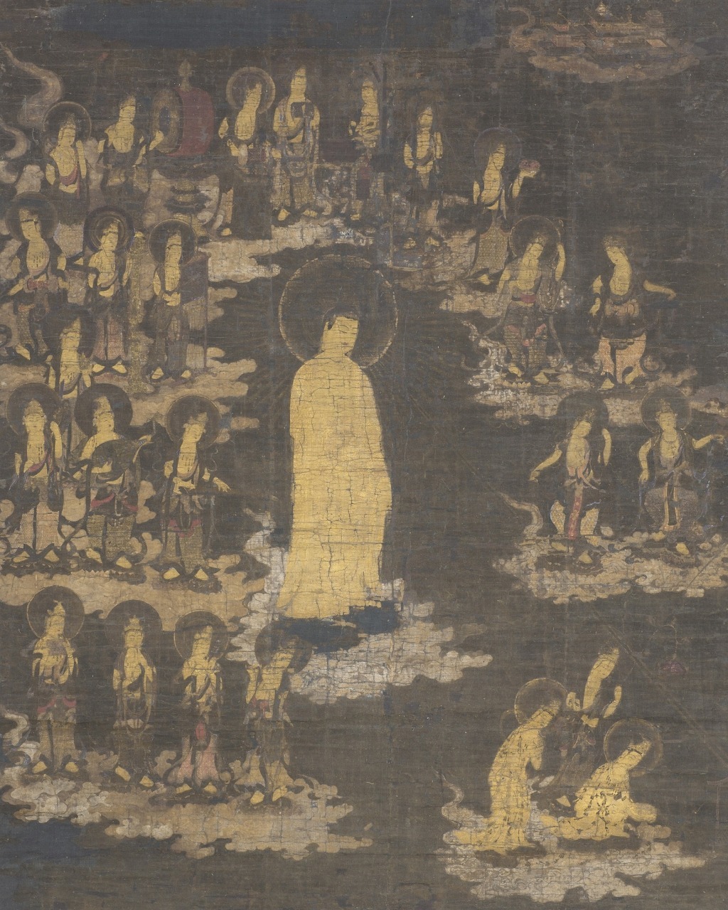 阿弥陀二十五菩薩来迎図　絹本着色　1幅　室町時代　京都・知恩院蔵