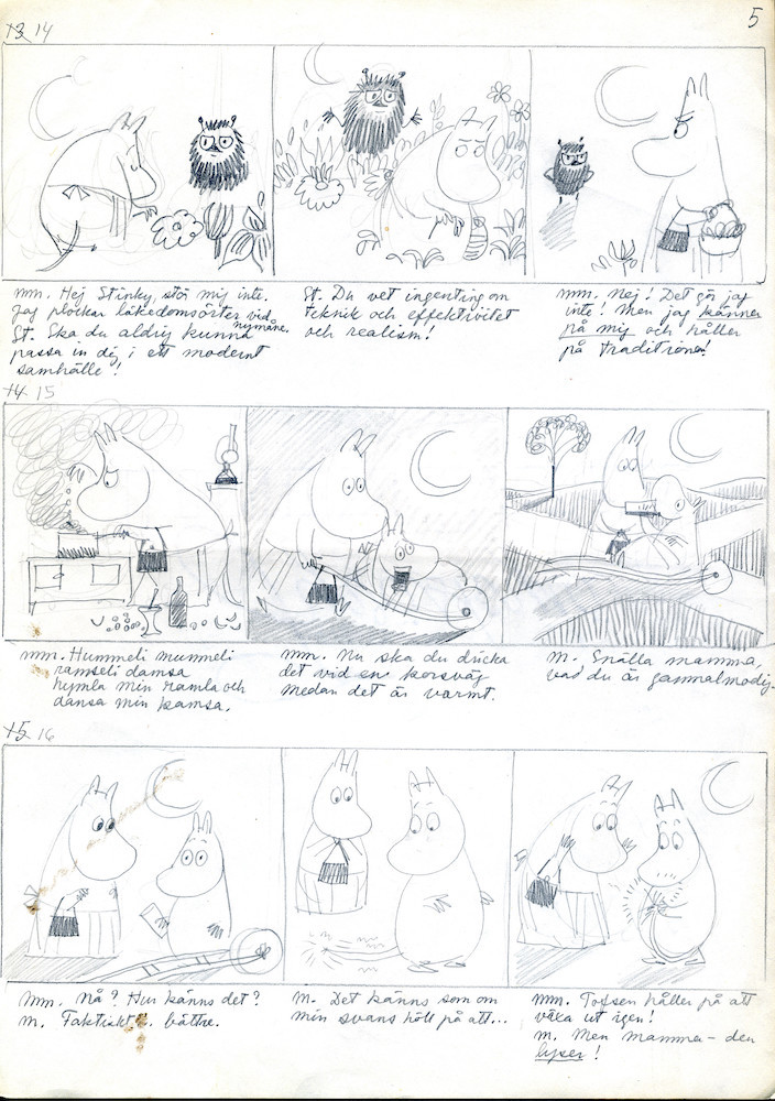 トーベ・ヤンソン「黄金のしっぽ」習作（1958年） (C)Moomin Characters(TM)