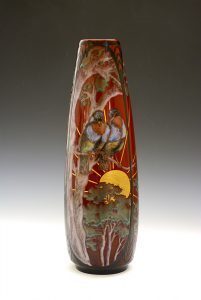 ガレ「日昇鳥文花器」 1910年頃