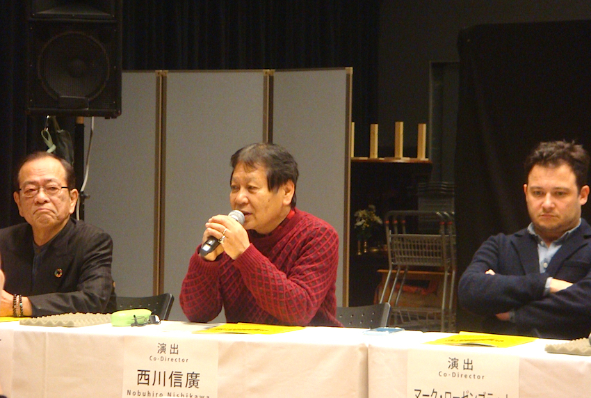 左から・プロデューサーの衛紀生、演出の西川信廣、演出のマーク・ローゼンブラット