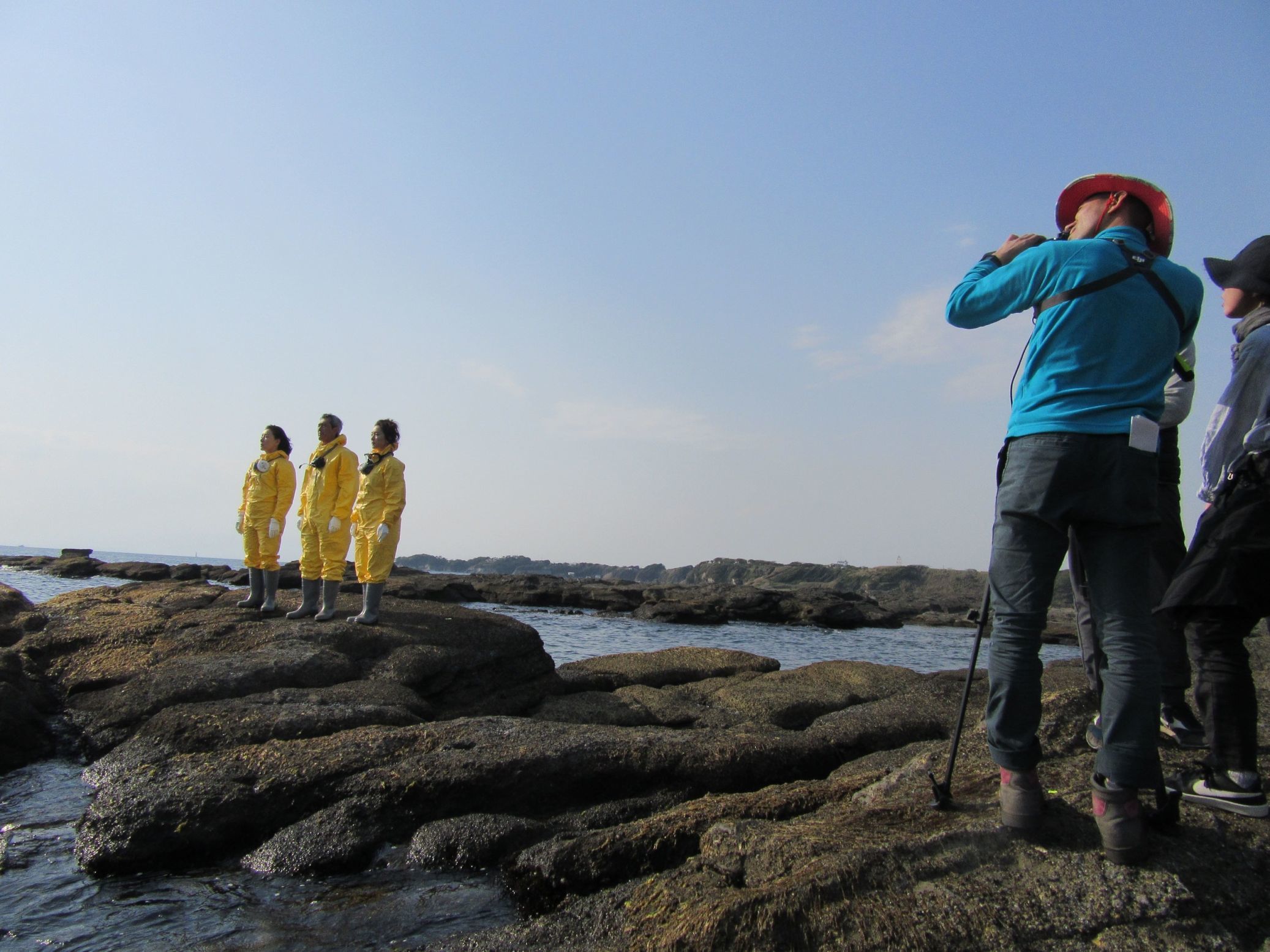 海辺での撮影の様子