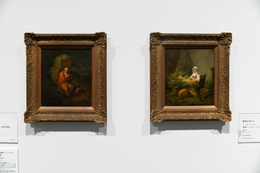 左：《野菜を運ぶ人》、右：《野菜を売る人》 ともに、トーマス・バーカー（通称「バースのバーカー」）周辺の画家　1830年頃　個人蔵