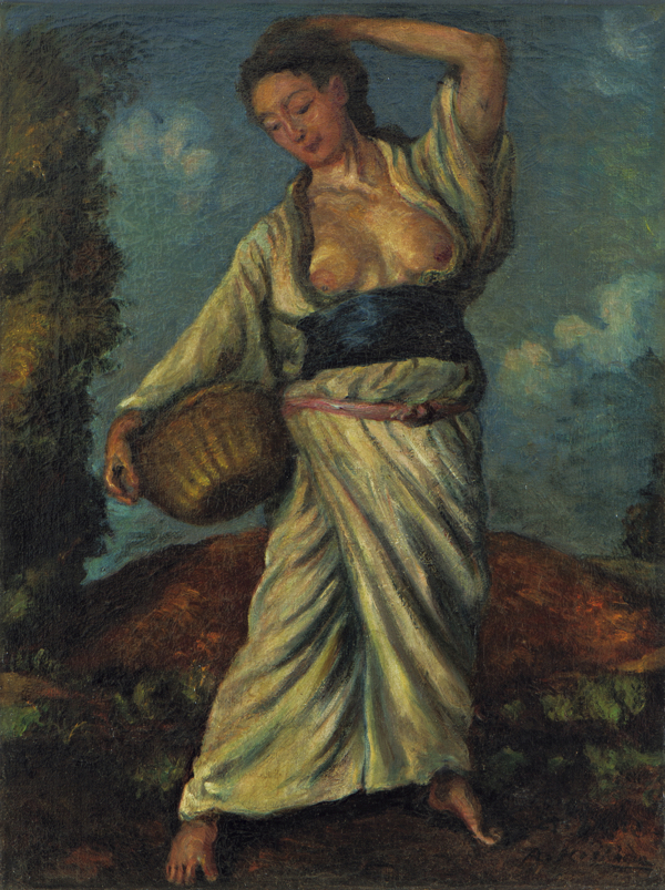 《黒き土の上に立てる女》1914年7月25日　油彩・麻布　似鳥美術館蔵