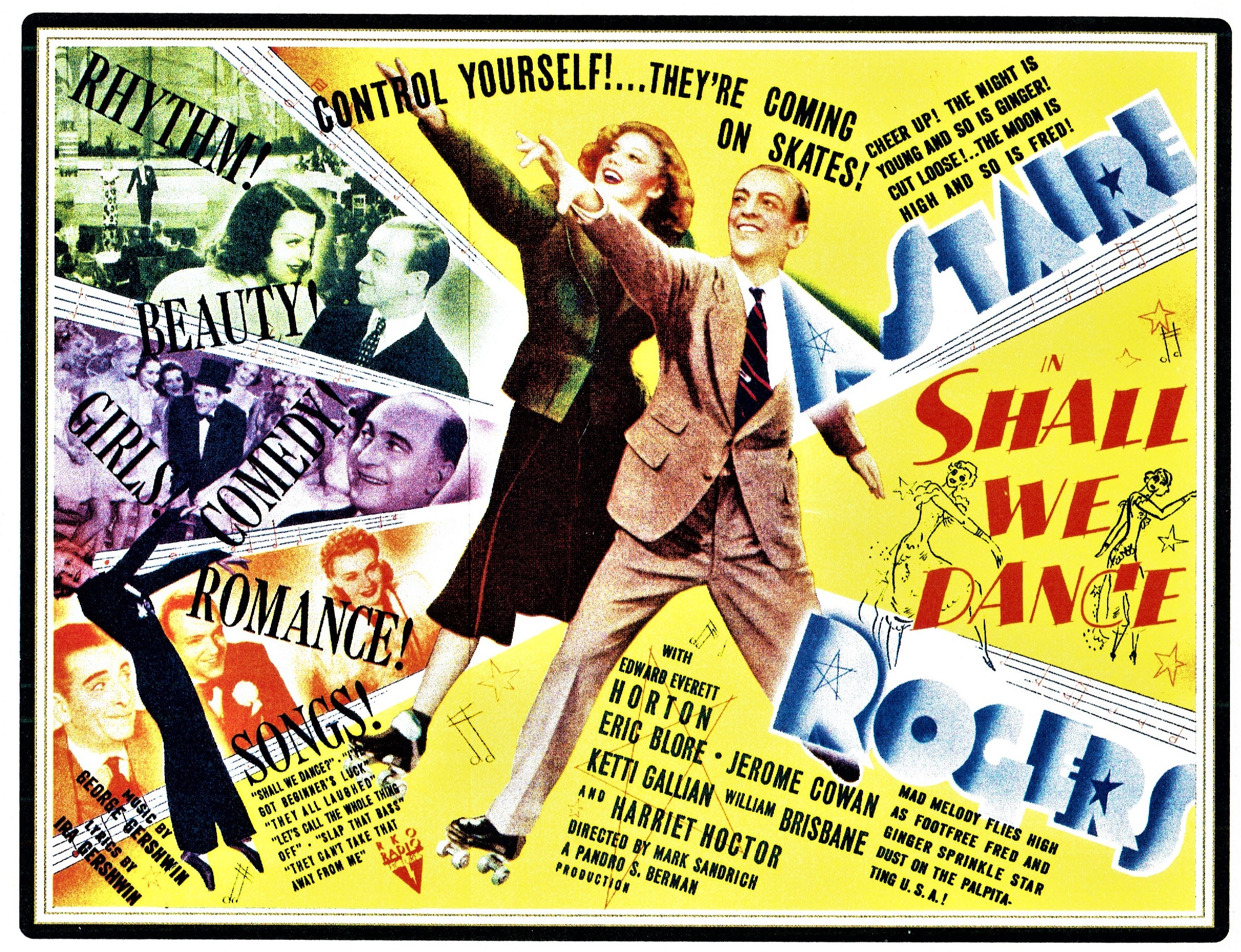 ガーシュウィン兄弟が楽曲を提供したミュージカル映画「踊らん哉」（1937年）、アメリカ公開時のポスター。フレッド・アステア＆ジンジャー・ロジャーズ主演　