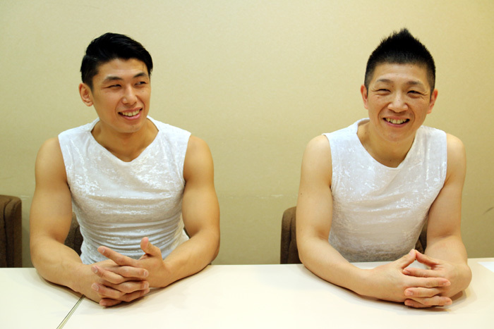 「鼓童」（左から）中込健太、船橋裕一郎 　撮影＝こむらさき