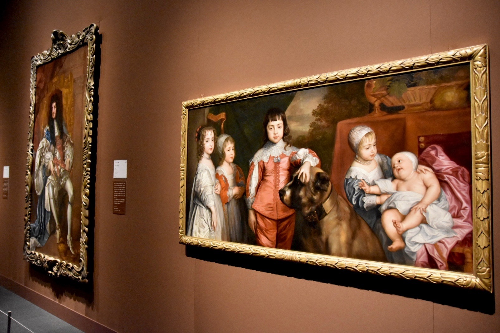 右：作者不詳（アンソニー・ヴァン・ダイクの原作に基づく）《チャールズ1世の5人の子どもたち》17世紀（原作：1637年）