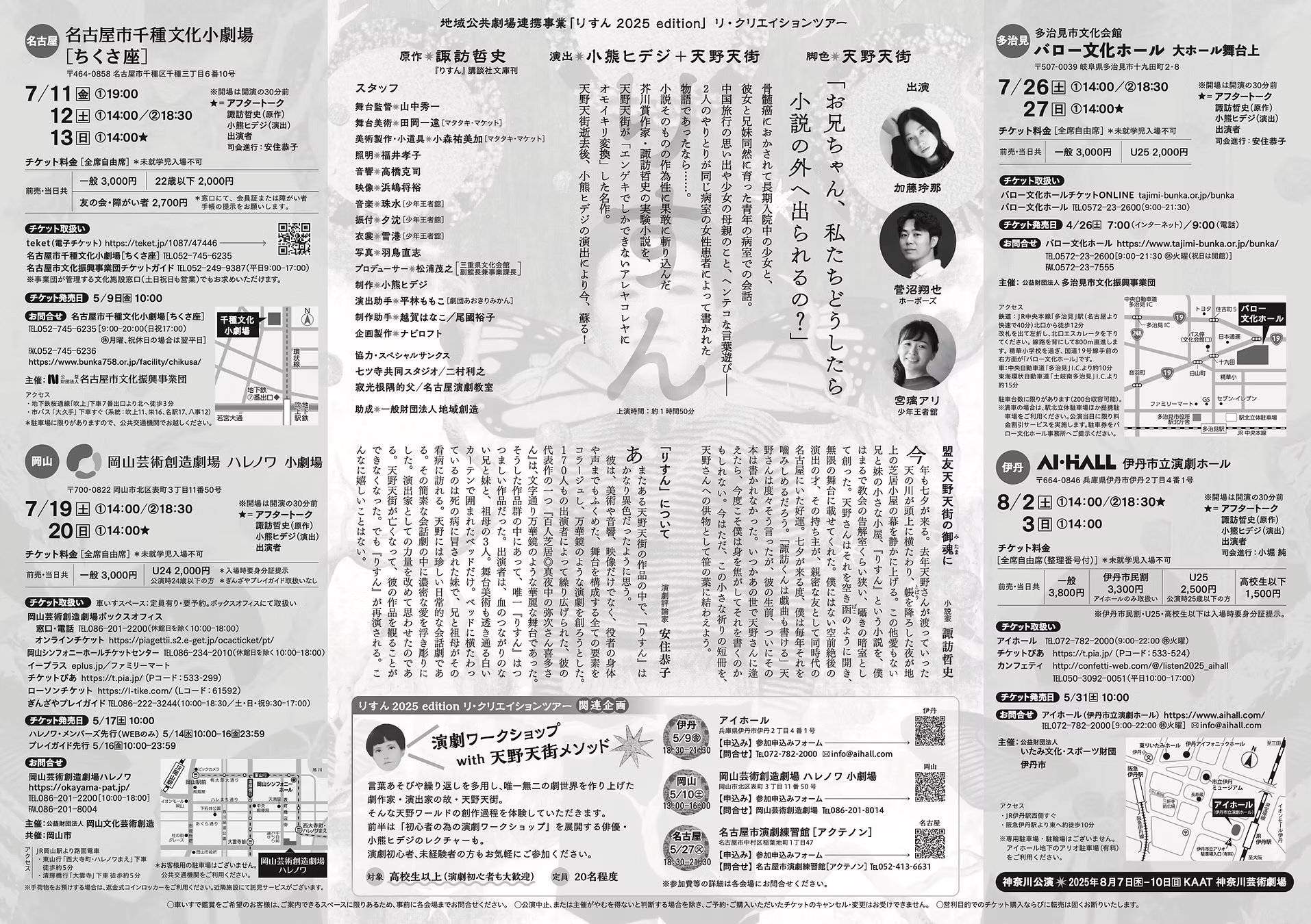 『りすん 2025 edition』リ・クリエイションツアー　名古屋・岡山・多治見・伊丹公演チラシ裏