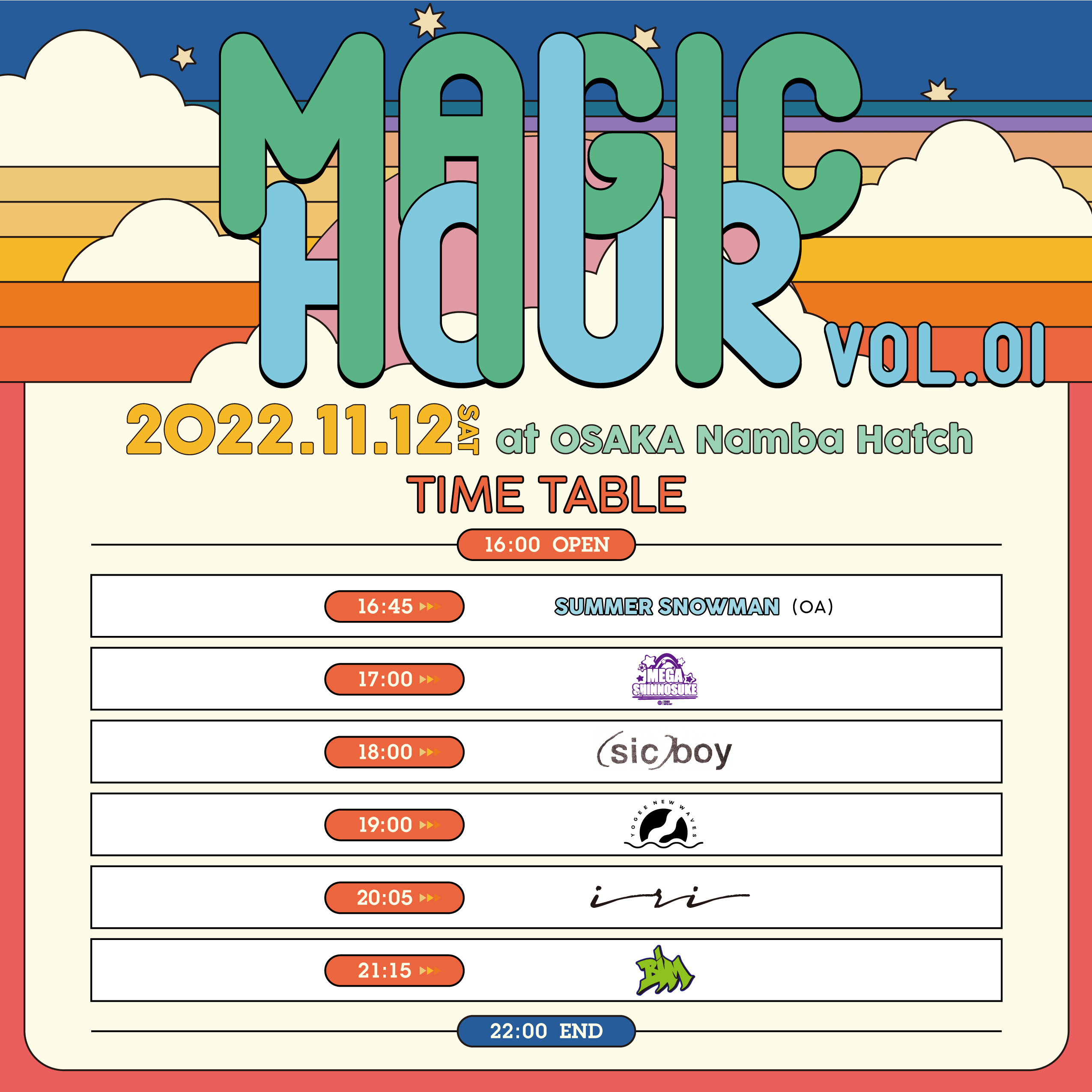 『MAGIC HOUR VOL.01』タイムテーブル