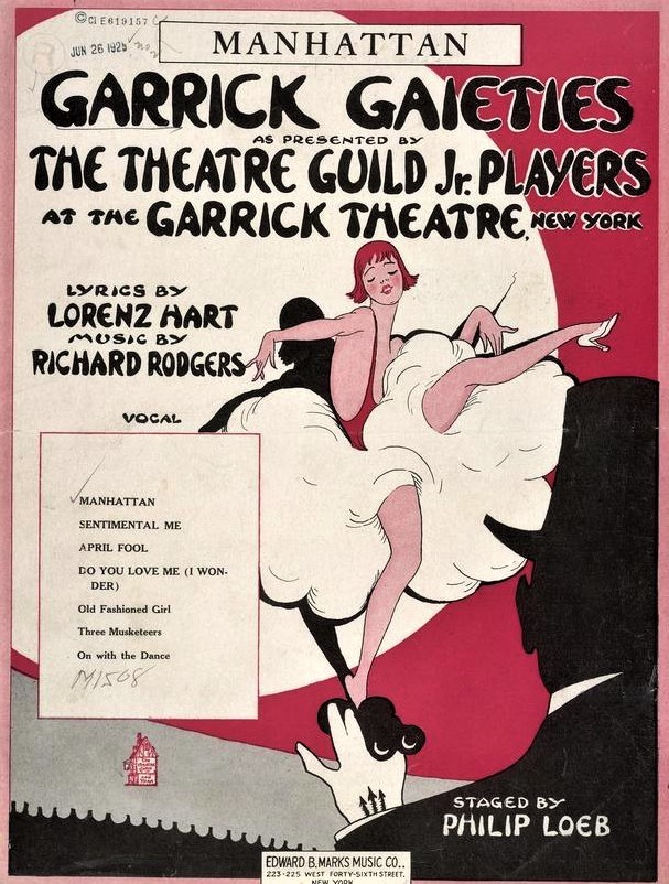 『ギャリック・ゲイエティーズ』（1925年）で歌われた〈マンハッタン〉の楽譜