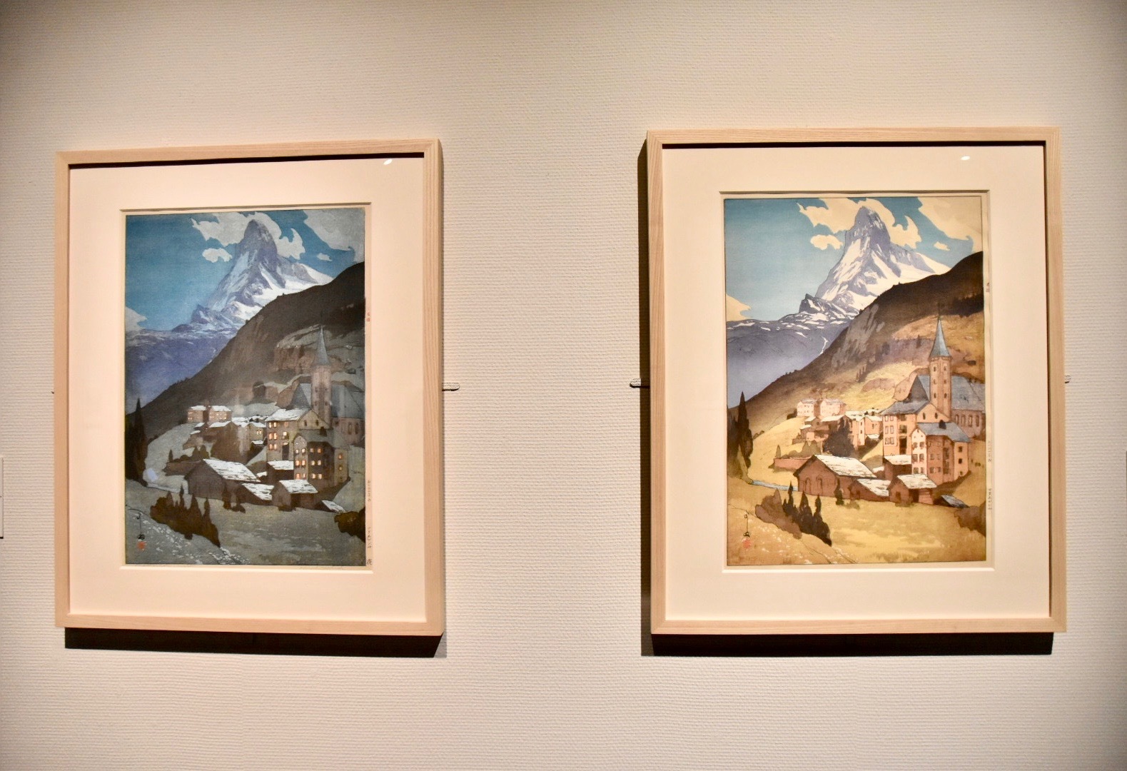 『欧州シリーズ』より　左：《マタホルン山　夜》1925年、右：《マタホルン山》1925年