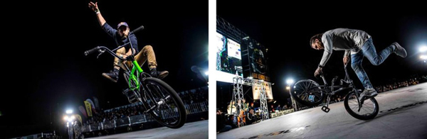 BMXフラットランドでは、平らな地面の上でトリック（技）の独創性や難易度を競い合う