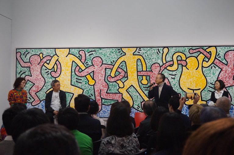 （左から）藤原えりみ氏、村田真氏、中村キース・ヘリング美術館館長 中村和男氏、美術館 顧問 梁瀬氏  All Keith Haring Works ©︎ Keith Haring Foundation