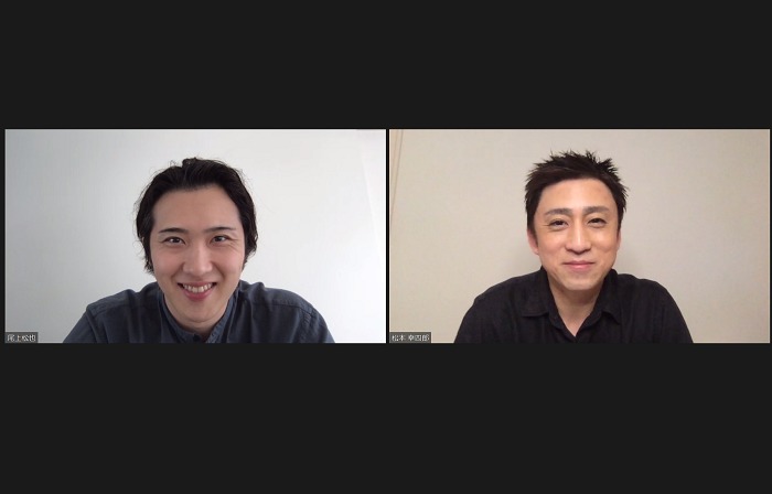 （右から）松本幸四郎、尾上松也　第一回『歌舞伎家話』取材会より