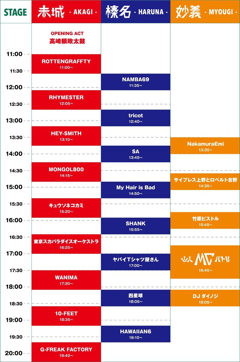 山人音楽祭2016 タイムテーブル