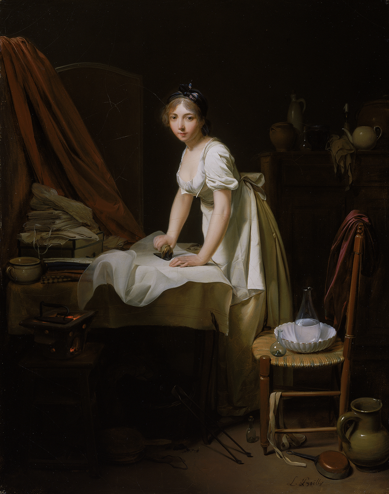 ルイ＝レオポルド・ボワイー《アイロンをかける若い女性》1800年頃 Charles H. Bayley Picture and Painting Fund 1983.10
