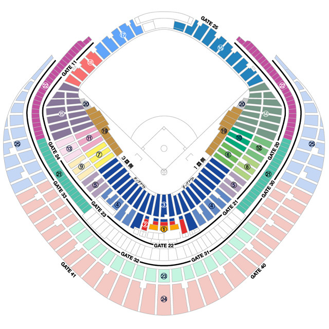 東京ドームのシートマップ