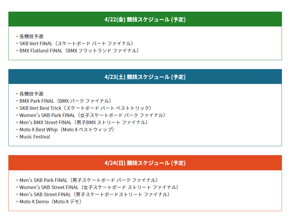 競技スケジュール