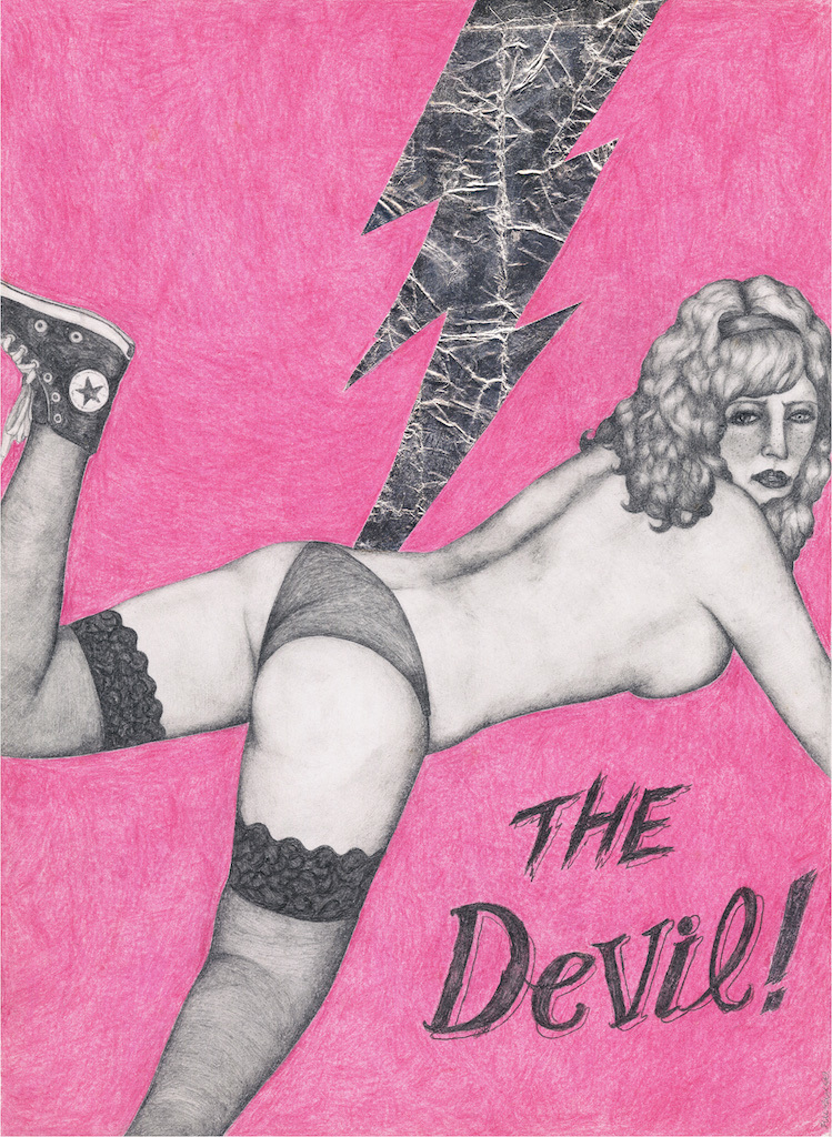 初期の頃の絵。色が少なく、裸の女性が睨んでいる。 (c)NEW DESTRUCTION