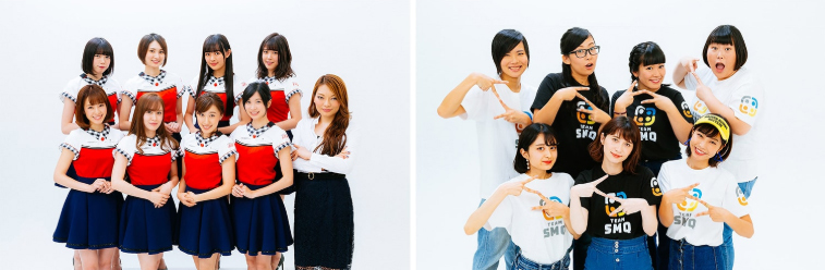 スタダGG!（スターダストプロモーション／写真左）と、teamSMQ（サンミュージックプロダクション／写真右）