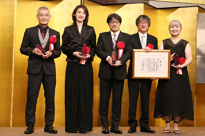（左から）渥美博　天海祐希　佐々木卓　堀義貴　瀬戸山美咲
