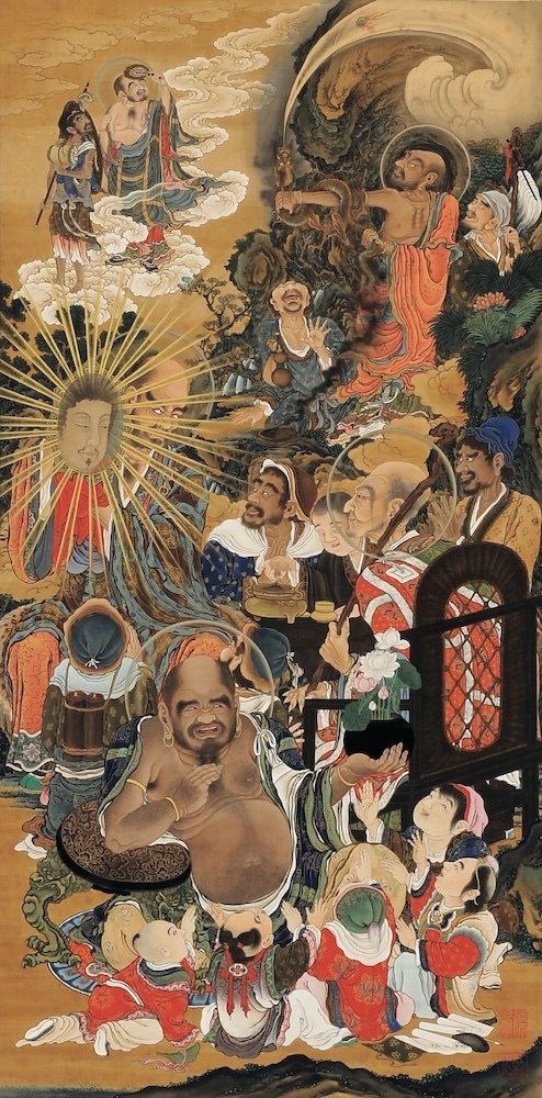 《五百羅漢図》第56幅 神通　狩野一信筆　江戸時代・19世紀　東京・増上寺蔵 ※会期中、全100幅のうち24幅を展示予定【展示期間】5月14日（火）～6月9日（日）