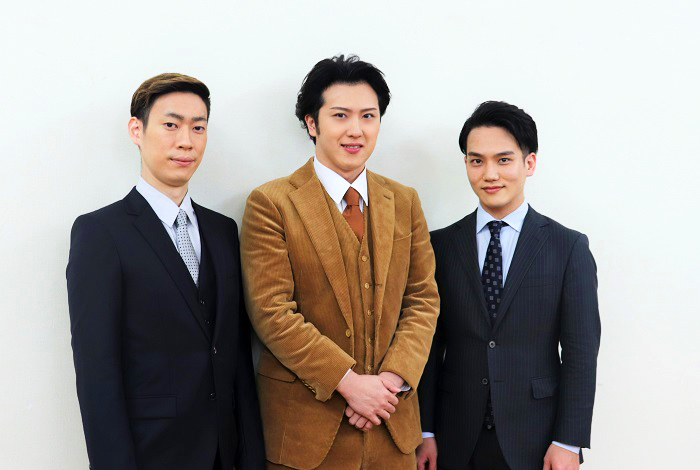 新春浅草歌舞伎　合同取材会　写真左から坂東巳之助、尾上松也、中村歌昇