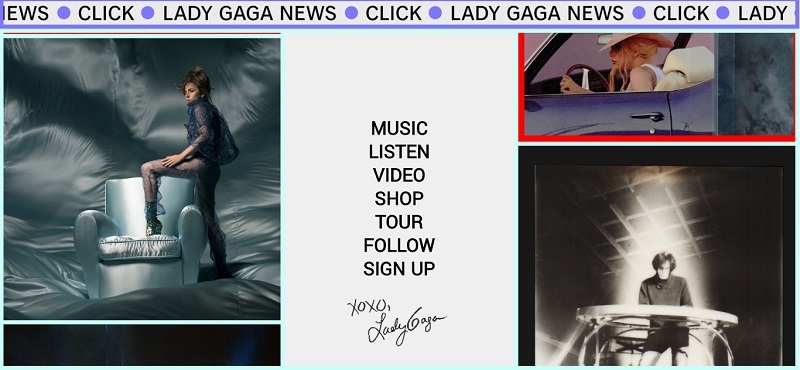 レディー・ガガ オフィシャルサイトのスクリーンショット