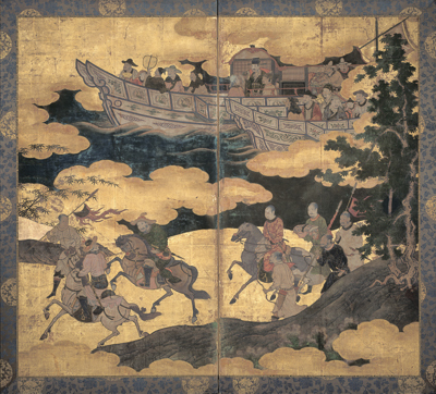 伝 狩野永徳《韃靼人朝貢図屏風》桃山時代、16世紀後半  Museum of Fine Arts, Boston, Fenollosa-Weld Collection