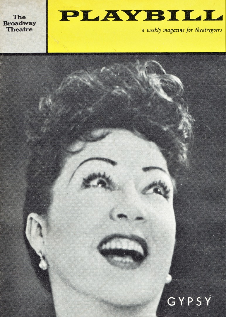 主演のエセル・マーマンの顔をアップであしらった、『ジプシー』初演（1959年）のプレイビル表紙