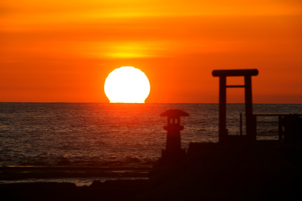 番神海水浴場からの夕日